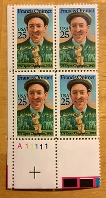 1988 US Plate Block Of 4 Scott# 2377 Francis Ouimet 1913 US Open Champion - Image 1 of 2
