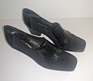 Rangoni Firenze Schuhe Damen 7 M Freizeit Slipper Loafer schwarz Leder Italien - Bild 1 von 7
