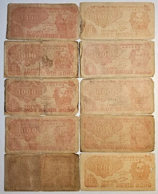 Vietnam 1000 Dong Credit Note 1950 Trung Bo, Lot of 10 - Image 1 of 2