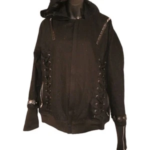 poizen industries Rogue Goth Black Jacket Women's Size XL - Mens Large + Glasses - Picture 1 of 7