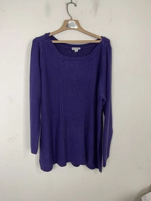 Suéter Pullover Catherines Mujer Talla Grande 2X Púrpura Tejido con Cable Foto 1 de 4