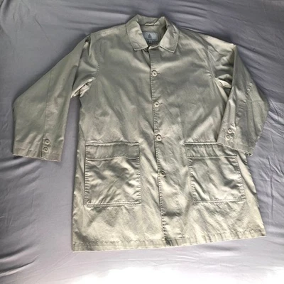 Винтажный London туман мужской Тренч размер XL пальто без подкладки утка хлопок хаки - Изображение 1 из 4