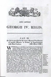 HARD LABOUR (IRELAND) ACT 1826 C. 9. AN ACT TO PROVIDE FOR THE MORE EFFECTUAL PU - Picture 1 of 1