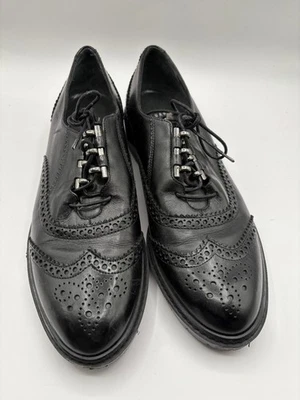 NUEVO Stuart Weitzman 9 Zapatos Oxford Laddie de Cuero Negro con Cordones con Brogue Nuevos sin Caja Foto 1 de 4