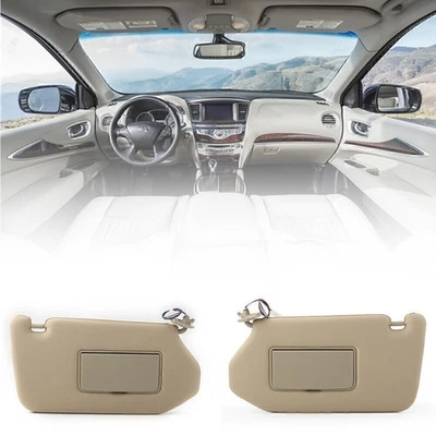 Pair Tan Sun Visor w/Lamp For 2013-2018 Pathfinder /2014-2017 2015 Infiniti QX60 - Imagem 1 de 4