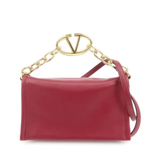 VALENTINO Leather 2Way Bag Shoulder Bag Hand Bag Wine Red Authentic Used F/S - Picture 1 of 18
