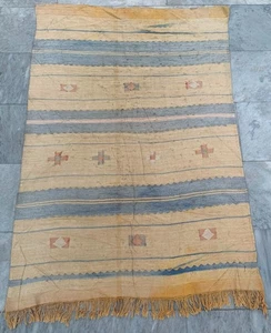3x5 ft Vintage Handmade Flatweave Moroccan Kilim Traditional Silk Kilim Rug - Picture 1 of 8