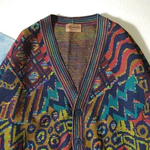Cardigan vintage Missoni fantasia psichedelica taglia 52 usato - Foto 1 di 19