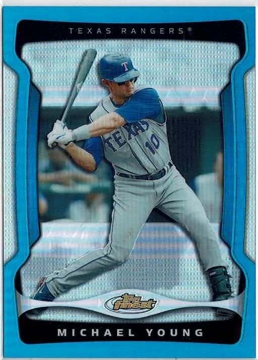 2009 Topps Finest Michael Young (Rangers) Blue Refractor /399 Card No. 73 - Image 1 of 2
