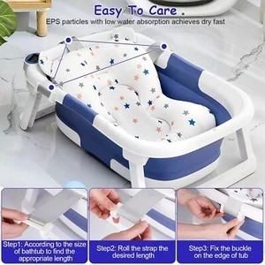 Collapsible Baby Bathtub for Newborn with Thermometer /1 Soft Floating Cushion - Picture 1 of 10