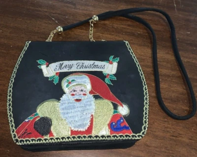 Cartera J. Renee Bordada Navidad Papá Noel Colorida Solapa Cadena Dorada Foto 1 de 4