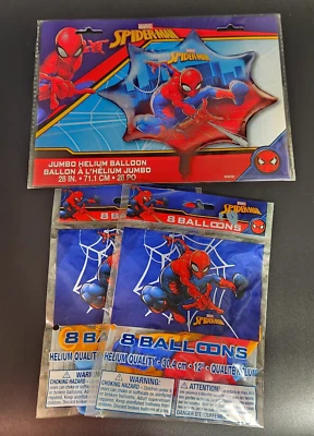 Marvel Spiderman Jumbo 28 pulgadas Globo de helio y 16 globos de látex helio-17 piezas Foto 1 de 3