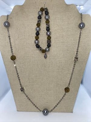 COOKIE LEE... Collar y pulsera de cadena y cuentas tono plata Foto 1 de 4