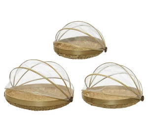 Abdeckhaube für Lebensmittel Bambus 25-36cm naturfarben 3er Set - Fliegenschutz - Bild 1 von 2