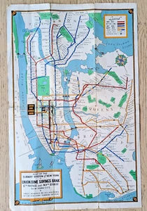 Vintage 1940 New York City Subway Map Union Dime Stephen Voorhies Pictorial - Picture 1 of 7