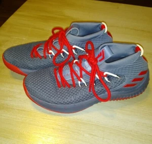 RARE Adidas Dame 4 Hustle Back Logo Basketball Athletic Shoes Gray & Red Men's 9 - Picture 1 of 12