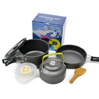 Camping Cookware Kit Portable Pan Pot Kettle Set Outdoor Hiking Cooking Utensil