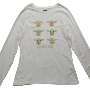 Baby Yoda Grogu Star Wars Mood Top Camiseta Talla 6-8 Blanco Manga Larga Algodón - Imagen 1 de 7