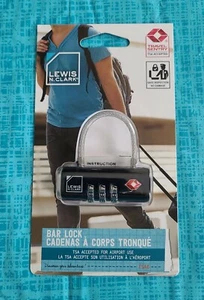 Cerradura de barra centinela de viaje Lewis N. Clark, bloqueo de cable combinado, negro #TSA6BLK - Imagen 1 de 2