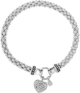 NINE WEST Women's Silvertone Crystal Pave Heart Stretch Bracelet - Picture 1 of 1