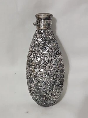 Antiguo frasco de cadera Gorham de plata esterlina con bolsillo de bolsillo de la década de 1880 Foto 1 de 4