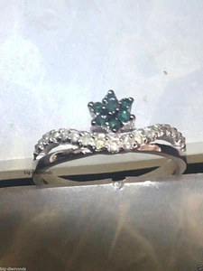 0.50 Ct Blue and White Diamond Ring 925 Sterling Silver Free Shipping - Picture 1 of 3