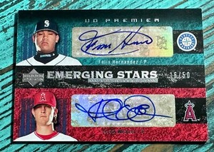 FELIX HERNANDEZ JERED WEAVER 2007 UD Premier Emerging Stars Dual Auto #d 16/50