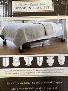 Wooden Bed Lifts,  Set of 4 Espresso Finish.  4.4in x 4.4in x 3.8in