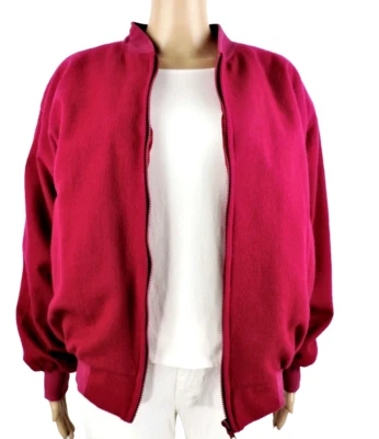 Chaqueta de bombardero de lana con cremallera M rosa baya vintage Adolfo Royalty Collection para mujer Foto 1 de 4