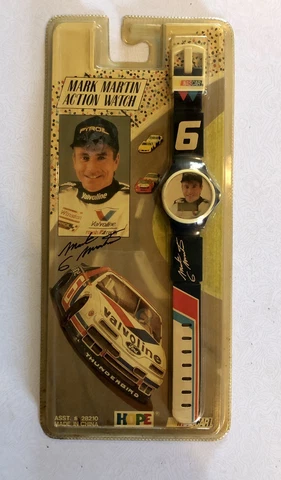 Vintage 1992 Watch Mark Martin Action Watch Nascar Race #6 Quartz Digital Sealed Cover