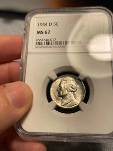 (#101489) Jefferson Nickel: 1944 D. NGC MS 67. Silver war nickel (see video) - Picture 1 of 5