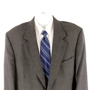 Pierre Cardin Textured Tweed Wool Gray Check 2 Button Blazer 44L - Picture 1 of 13