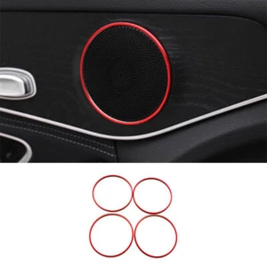Para Mercedes-Benz GLC 2016-2021 rojo aluminio puerta interior marco bocina borde 4X - Imagen 1 de 7