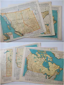 Canada WWII Rand McNally 1942 Three 2-Sided Color Maps Cities ~11x14"x3 - Picture 1 of 7