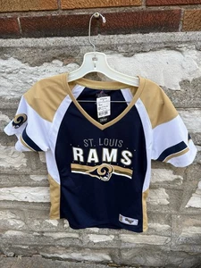 Majestic Fan Fashion Navy White Gold St. Louis Rams T-Shirt Women's Size M - Picture 1 of 8
