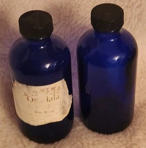Pair Vintage BAY RUM Cobalt Blue Bottle Jar w/ Lids - Picture 1 of 6