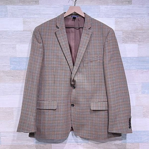 Saville Row London Wool Tweed Sport Coat Brown Houndstooth Check Mens 46R - Picture 1 of 7