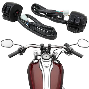 1" Handlebar Control Switch & Wiring Harness For Harley Dyna Softail Sportster - Picture 1 of 13