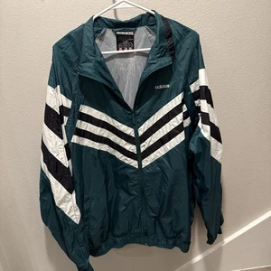 Vintage 90’s Adidas Green + White Windbreaker Jacket Size XL - Bild 1 von 8