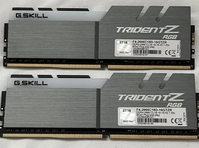 G. SKILL Trident Z RGB 16GB (2 x 8GB) 2666 MHz DDR4 RAM (F4-2666C18D-16GTZR) - Image 1 of 2