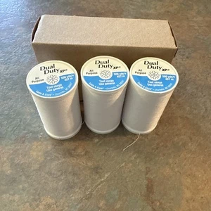 3 Spools Coats & Clark Dual Duty XP 500 Yard All Purpose Sewing Thread - White - Picture 1 of 5