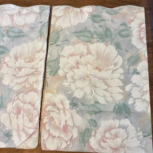 Vintage Springmaid Kissenhülle Set Baumwolle Perkal Pfingstrose Blumen Standard Jakobsmuschelsaum - Bild 1 von 6