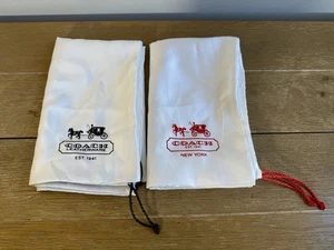 2 Coach Staubbeutel Elfenbein Satin Braun/Rot Logo Kordelzug Große Aufbewahrung 24"x19" - Bild 1 von 5