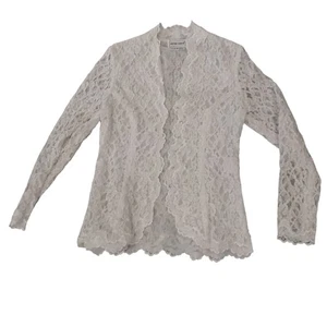 Victor Costa White Lace Cardigan Jacket Button Down Size 8 Layering - Picture 1 of 5