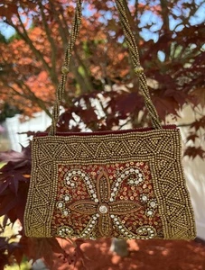 Stunning Indian Bollywood Clutch Purse w Stone sequin Evening Bag - Picture 1 of 19