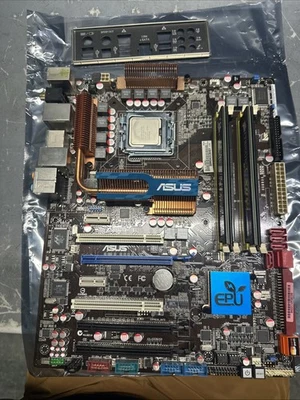 ASUS P5Q-E motherboard P45 LGA775 4*DDR2 4gb Intel Q9400 Core 2 Quad CPU ATX - Image 1 of 3