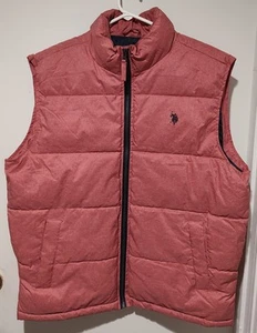 US Polo Assn Mens Large Puffer Jacket Gray Logo Full Zip Color block Outdoor - Picture 1 of 4