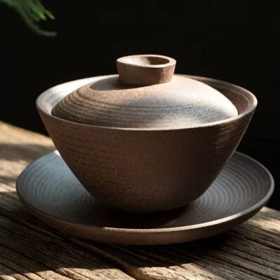 5.12" Pottery Gaiwan Handmade Teacup Household Tea Set Chinese Cover Bowl - Image 1 of 4