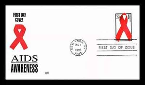 AIDS AWARENESS RED RIBBON   SINGLE 1993 FARNAM CACHET FDC VF UNADDR - Picture 1 of 1