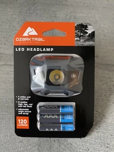 Ozark Trail LED Headlamp - 120 Lumens - 4 Modes - 1 White 2 Red LEDS - Brand New - Picture 1 of 3